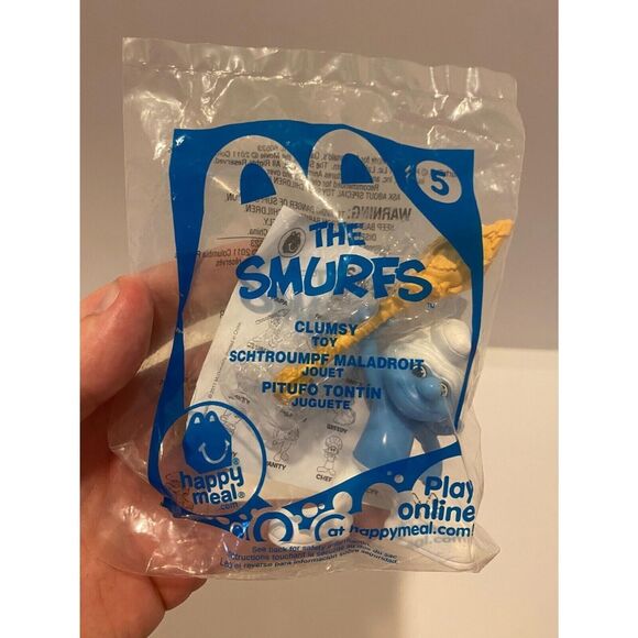McDonald’s 2011 The Smurfs Clumsy Toy #5 Blue Happy Meal Toy - Picture 3 of 5